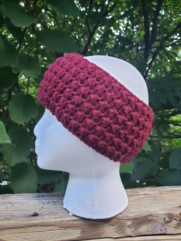 messy bun ear warmer in deep wine