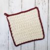 Farmhouse dishcloth burgundy and cream