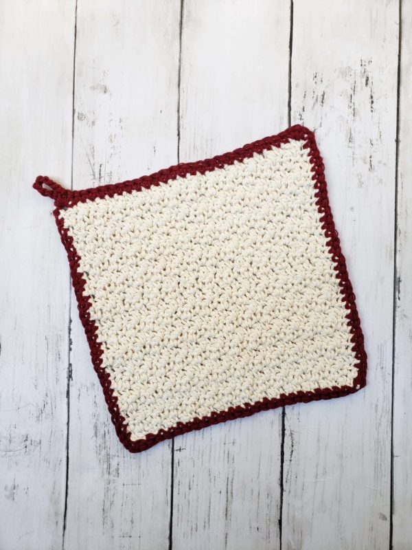 Farmhouse dishcloth burgundy and cream