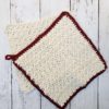 Farmhouse dishcloth in burgundy and cream set