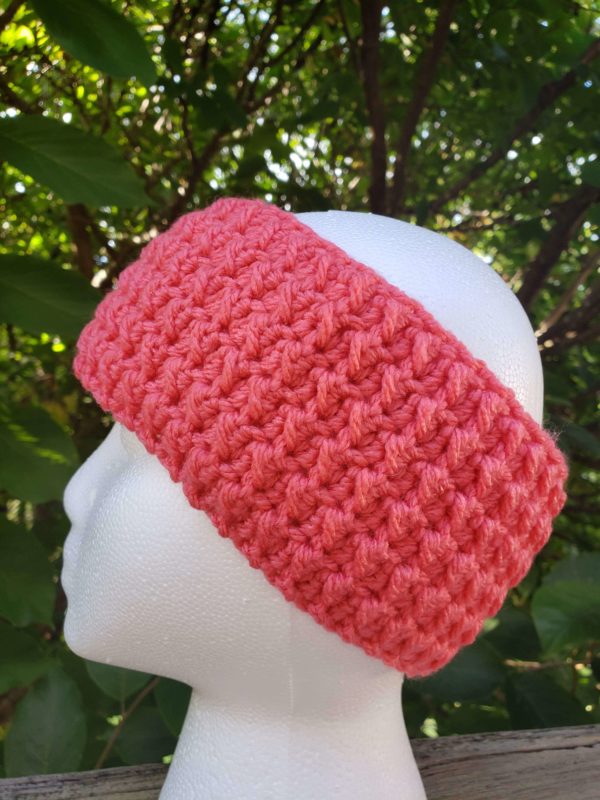 Messy bun ear warmer in pink