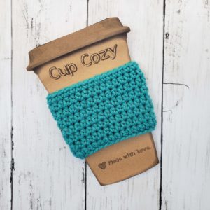 Teal coffee cup cozy