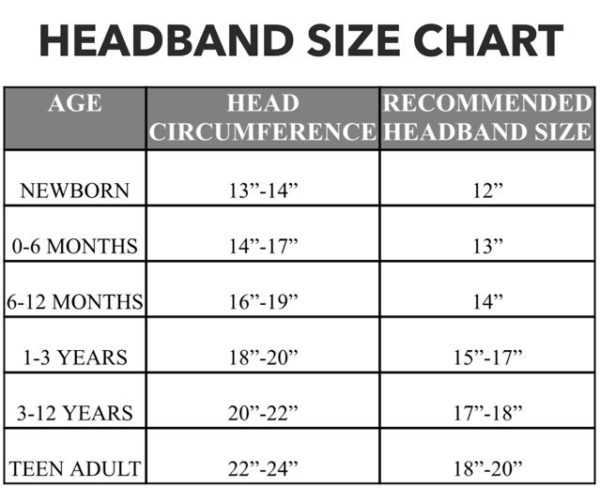 Headband size chart