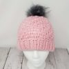 Raised Diagonal Slouch Hat with Pom Pom