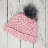 Raised Diagonal Slouch Hat with Pom Pom