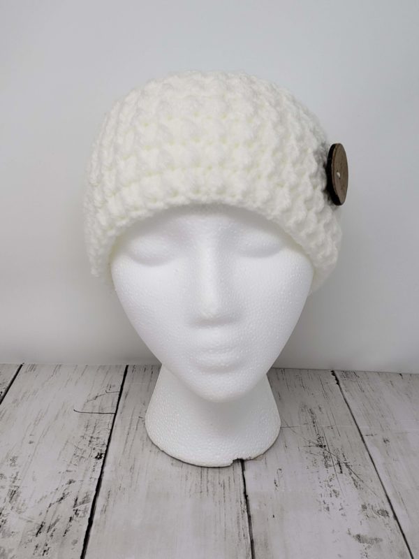 Messy bun ear warmer with button