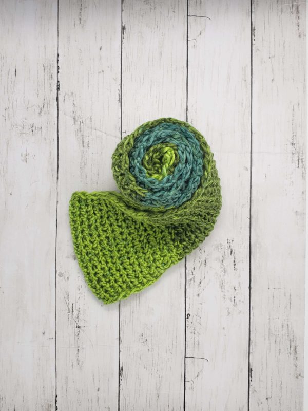 Green Infinity Scarf Wrapped Up