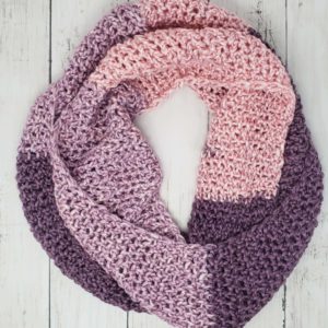 Purple plush infinity scarf