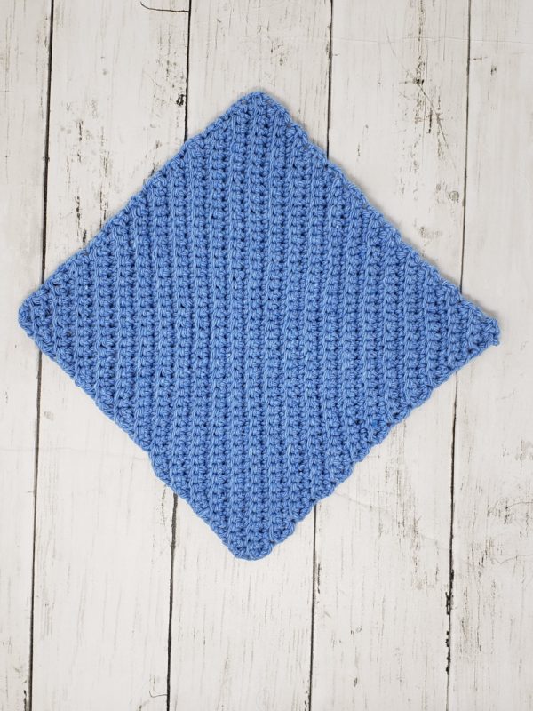 Diagonal stitch dishcloth - blue