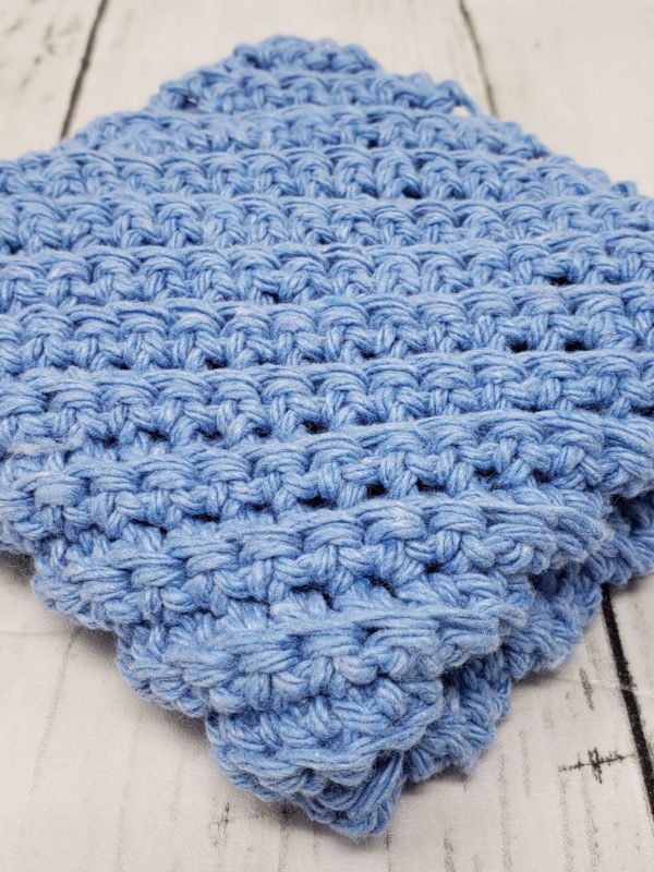 Diagonal stitch dishcloth - blue