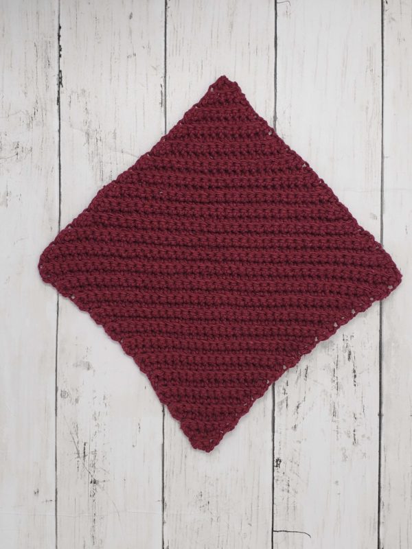 Diagonal stitch dishcloth - burgandy