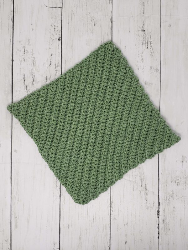 Diagonal stitch dishcloth - Green