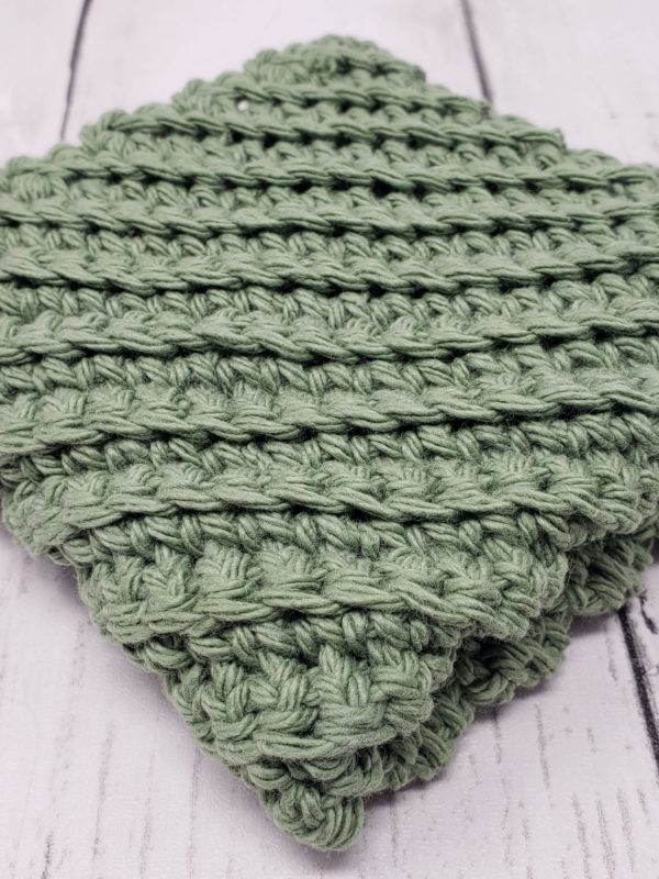 Diagonal stitch dishcloth - Green