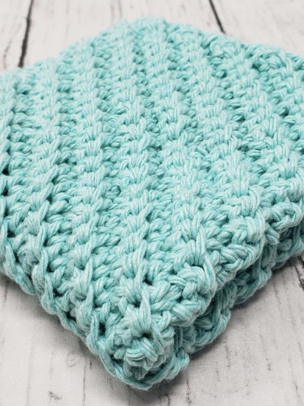 Diagonal stitch dishcloth - teal