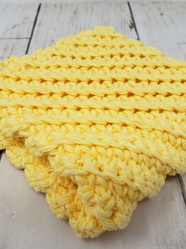 Diagonal stitch dishcloth - yellow