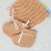 Peach newborn booties and hat set
