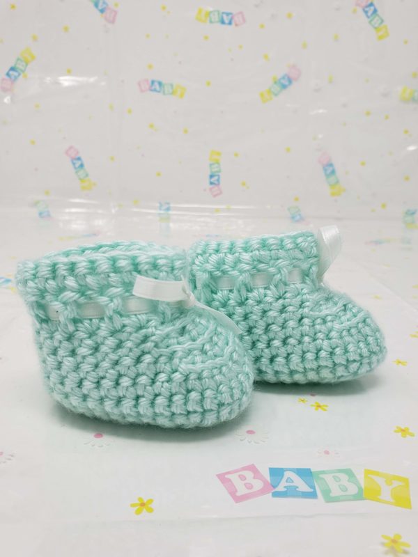 Green newborn booties