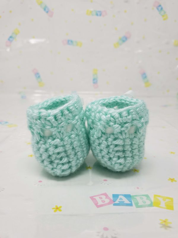 Green newborn booties