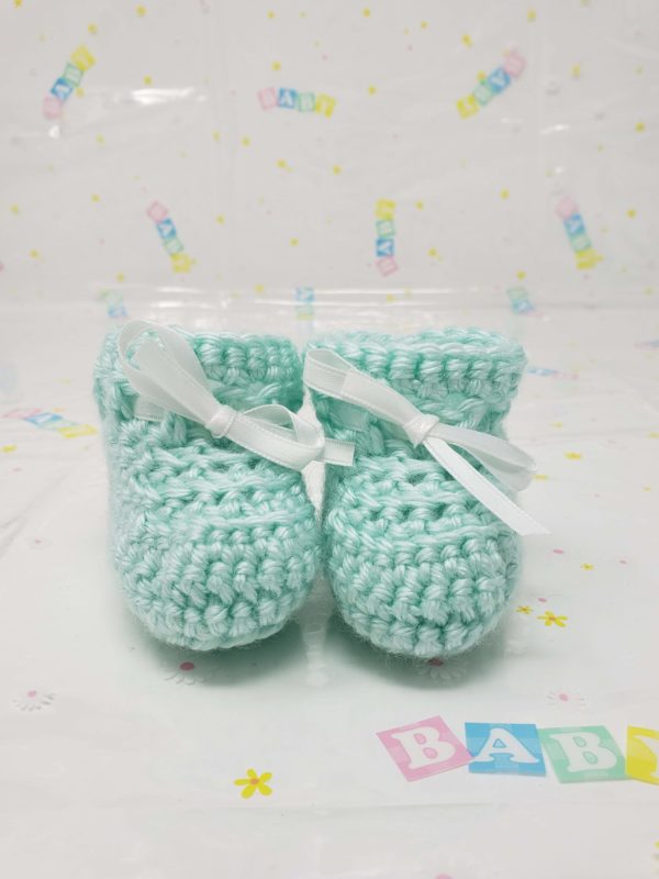 Green newborn booties