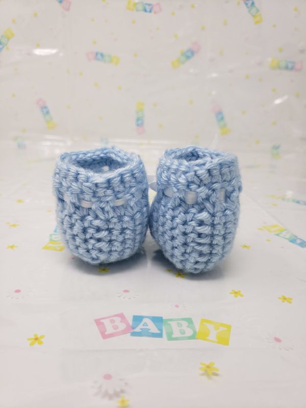 Blue newborn booties