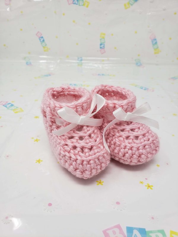 Pink newborn booties