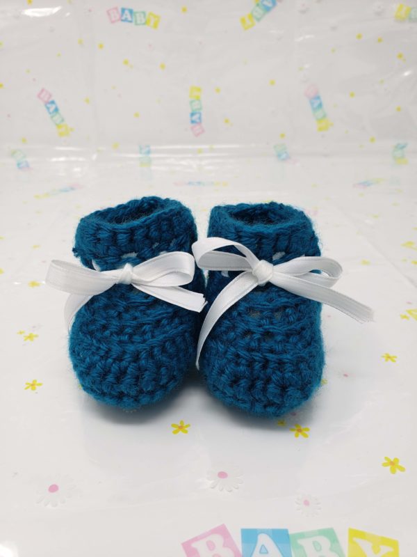 Teal newborn booties