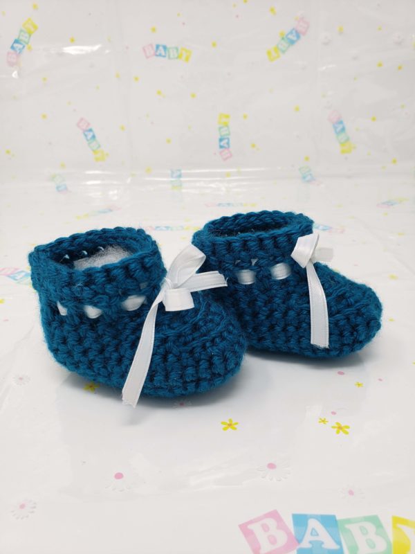 Teal newborn booties