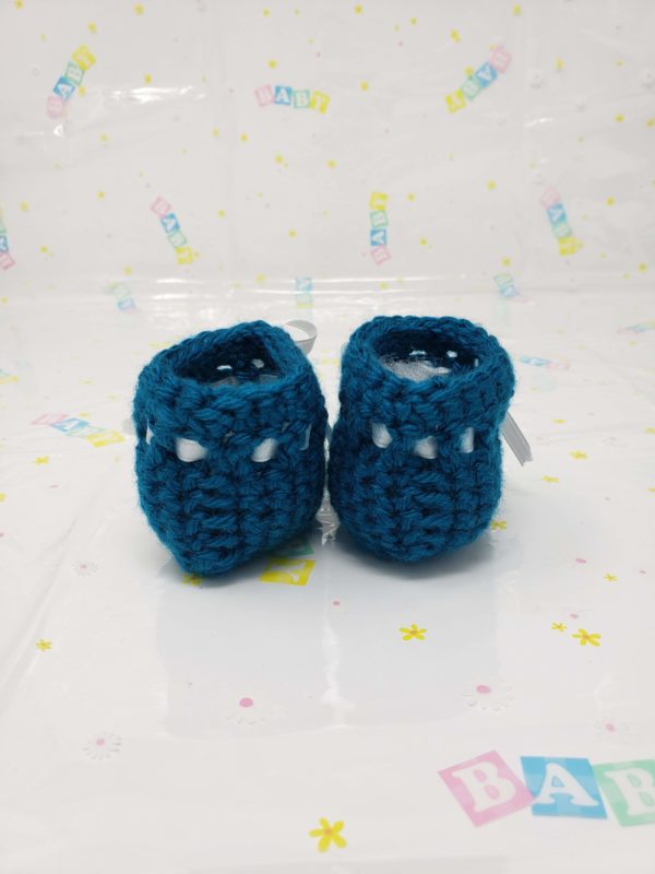 Teal newborn booties