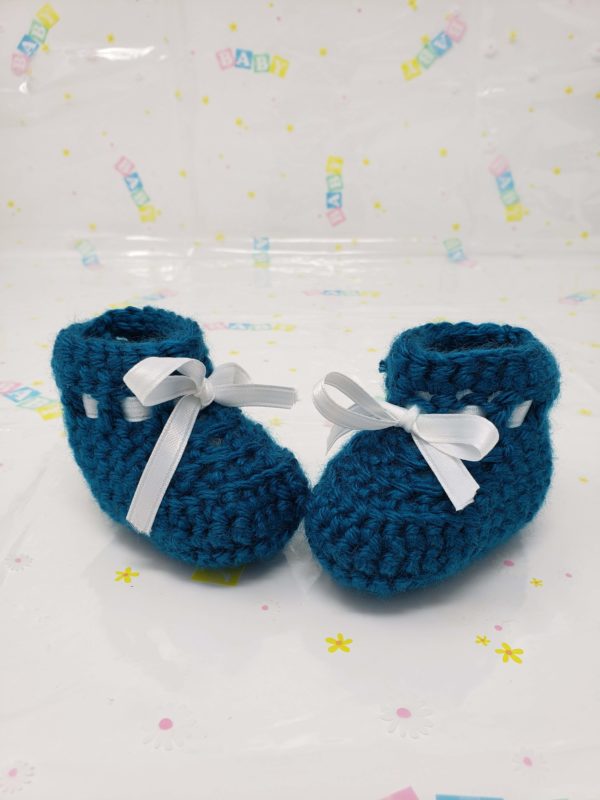 Teal newborn booties